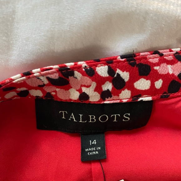 Talbots Skirt Ruffle Hem Pink Red Black Party Work size 14 - Picture 2 of 10